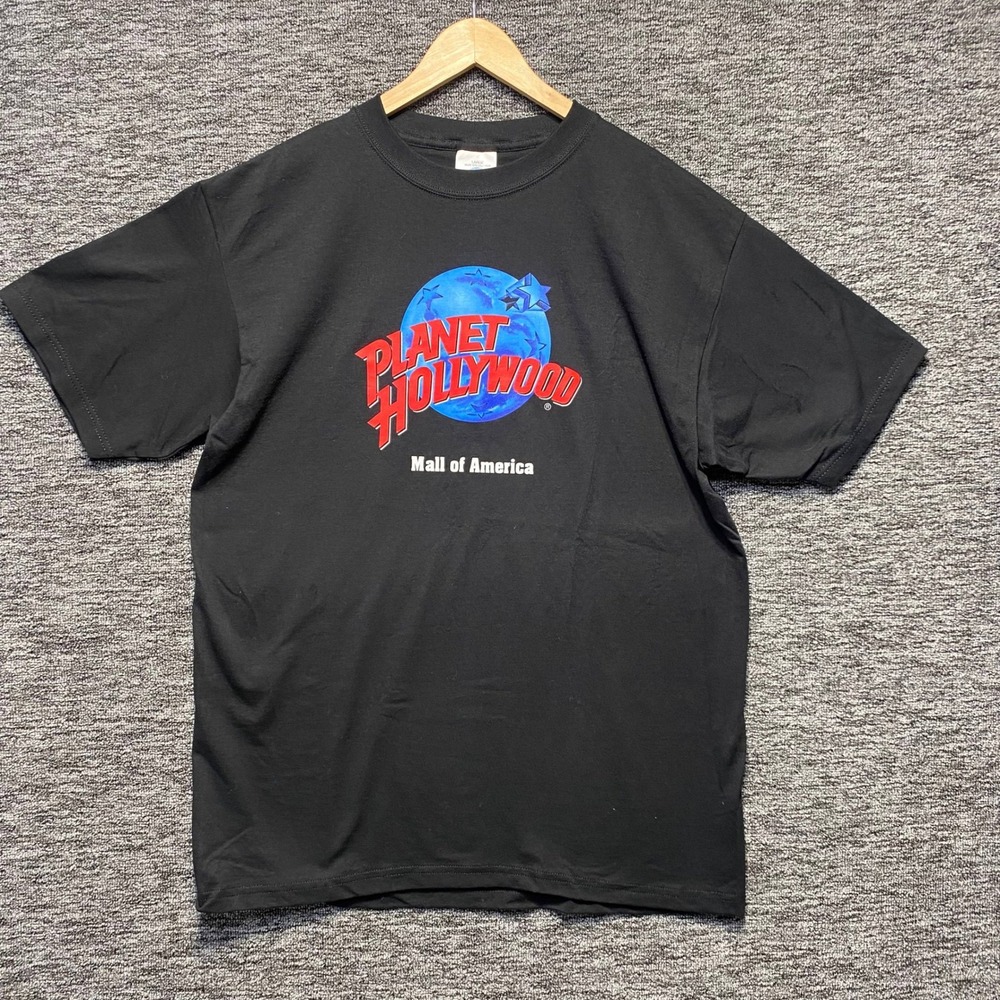 VTG Planet Hollywood Mall of America Shirt Mens L Black Made USA 90s Graphic Tee